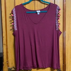 A New Day sleeveless top with pom-poms. XXL NWOT